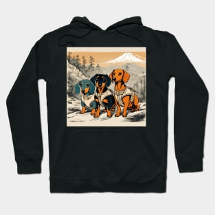 Doxie Dogs Brotherhood Backpacking Vintage Dachshund Sausage Dogs Hoodie